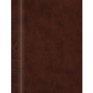 PERSONALIZADO *** Bíblia de referência ESV de margem larga - TruTone - Marrom - Couro sintético (letra vermelha). *** Gravação de nome personalizada