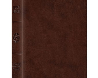 Biblia ESV personalizada: Margen ancho, imitación cuero marrón TruTone, letras rojas
