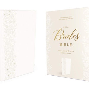 PERSONALIZADO *** NVI - Biblia de la novia - Cuero suave - Blanco - Edición en letras rojas - Impresión cómoda: Santa Biblia *** Impresión de nombre personalizada