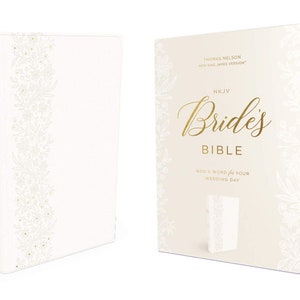 PERSONALIZED *** NKJV, Bride's Bible, Leathersoft, White, Red Letter Edition, Comfort Print: Holy Bible. *** Custom Name Imprint