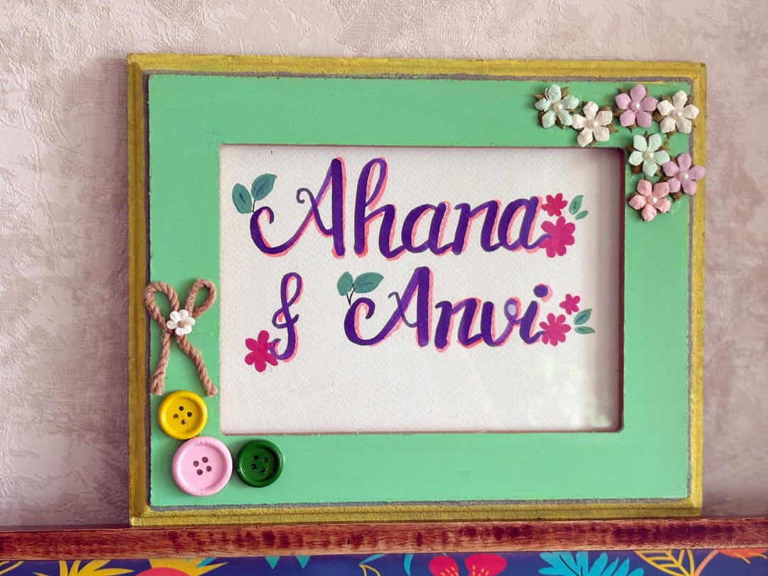 Customized Name Frame Custom Name Frame | Personalized Hand-painted Name Art | Floral Wall ...