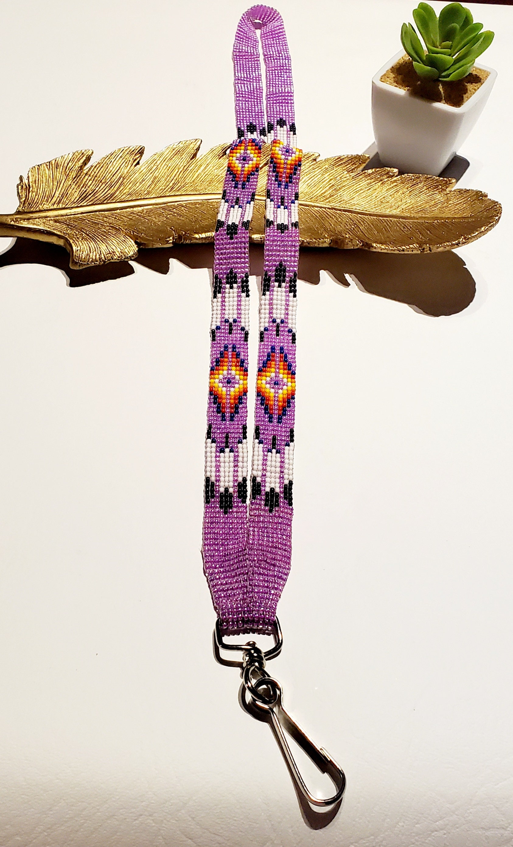 Hand Crafted Native American Beaded Lanyard/Tribal Lanyard/Key Etsy