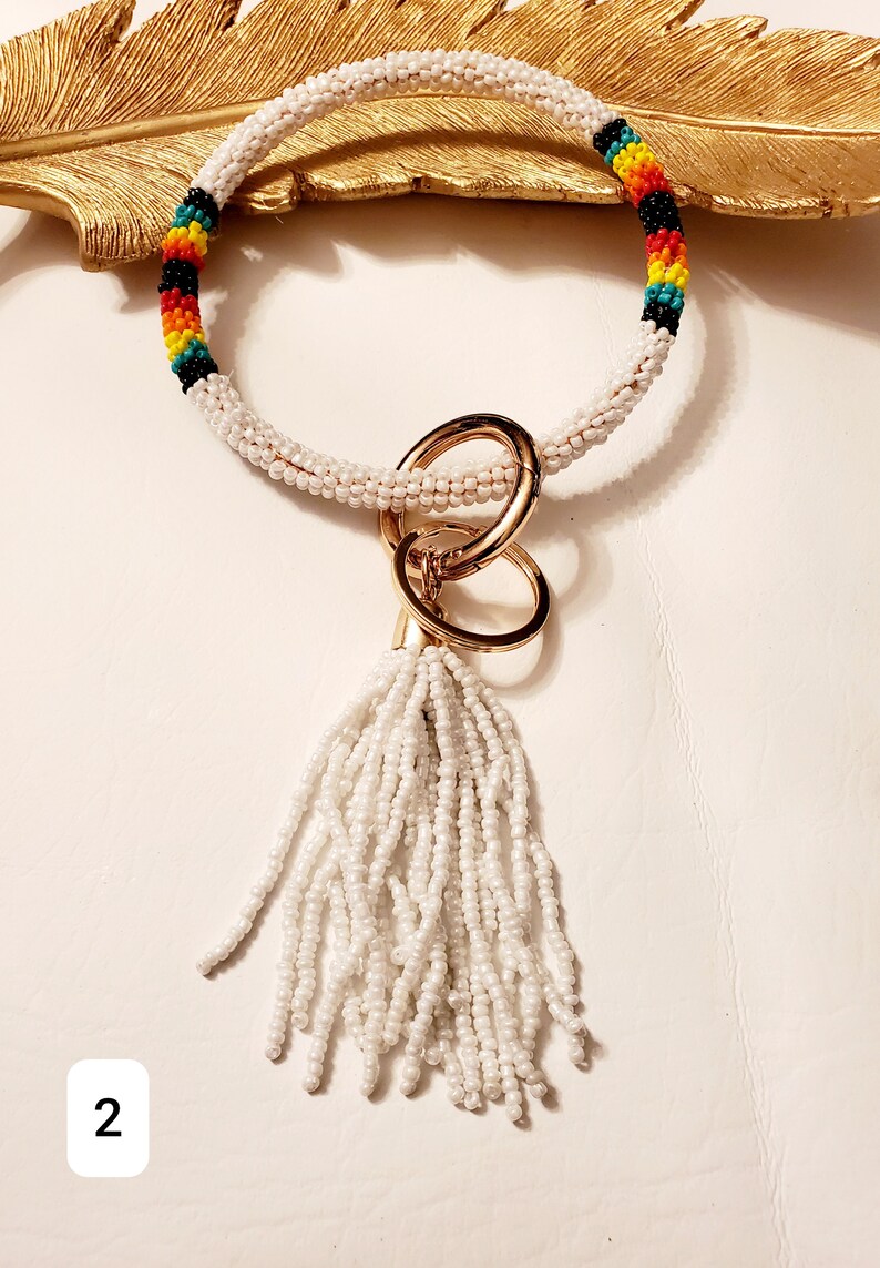 Hand Crafted Beaded Key Ring/Seed Bead Key Etsy