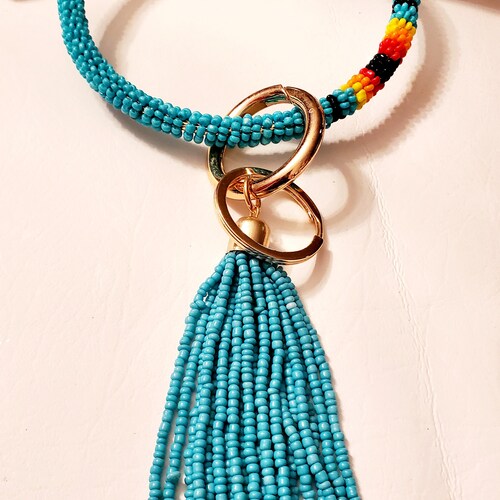 Hand Crafted Beaded Key Ring/seed Bead Key Etsy