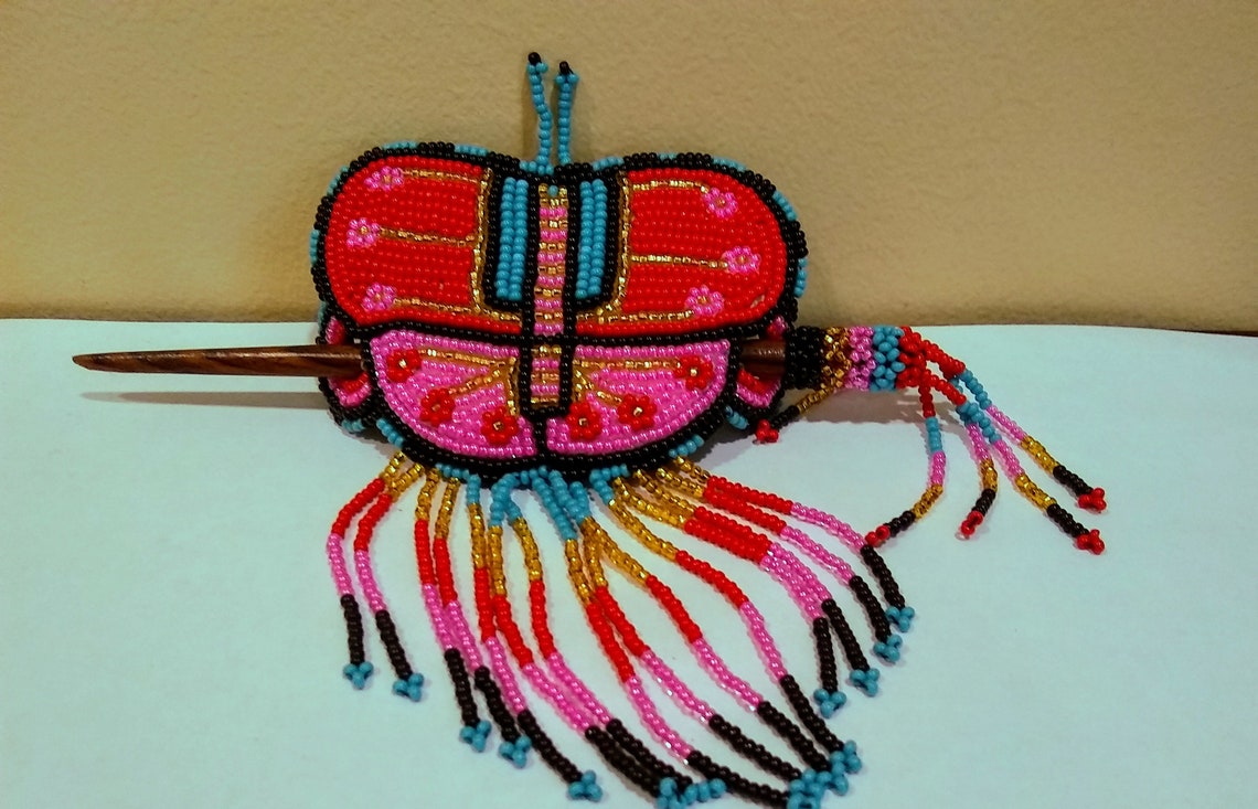 Beautiful Hand Beaded Butterfly Hair Barrette/Beaded Etsy