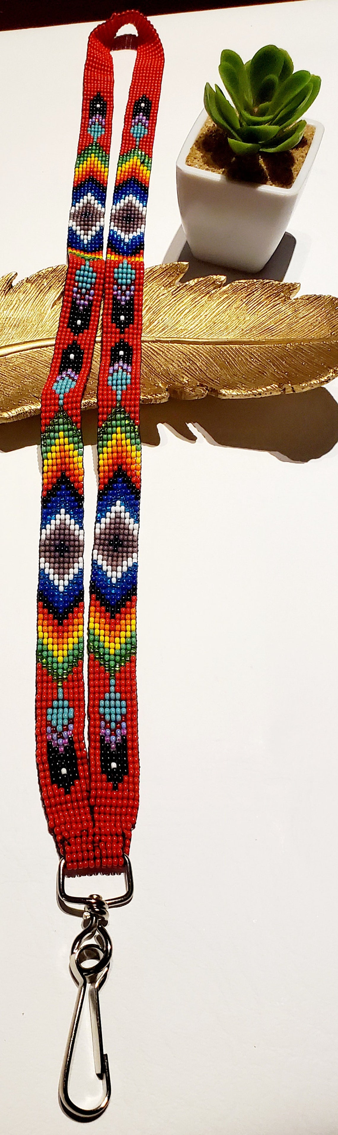 Hand Crafted Native American Beaded Lanyard/Tribal Lanyard/Key Etsy