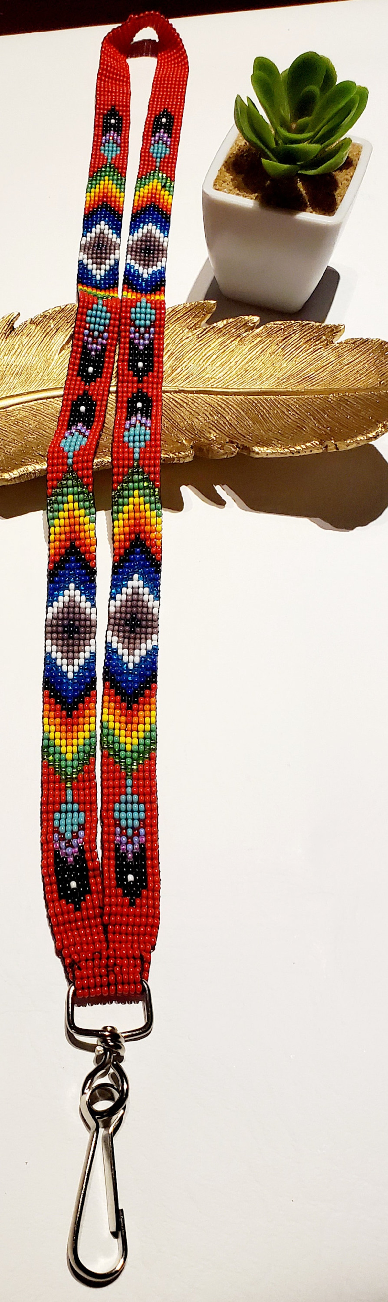 Hand Crafted Native American Beaded Lanyard/Tribal Lanyard/Key Etsy