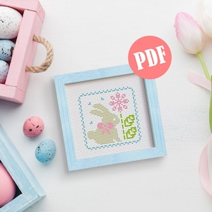 Easter bunny primitive cross stitch pattern #4