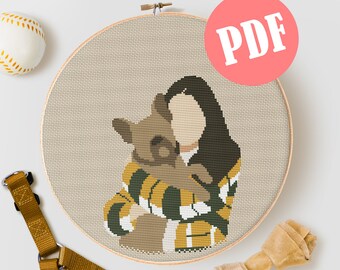 Cross stitch pattern PDF, Dog MOM modern needlepoint digital pattern