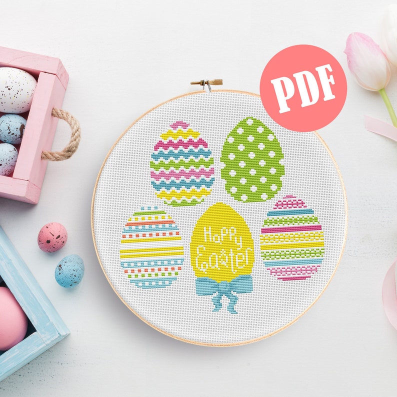 Easter Eggs Modern Cross Stitch Pattern - Etsy
