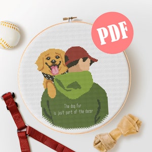 Dog DAD cross stitch pattern PDF Golden retriever