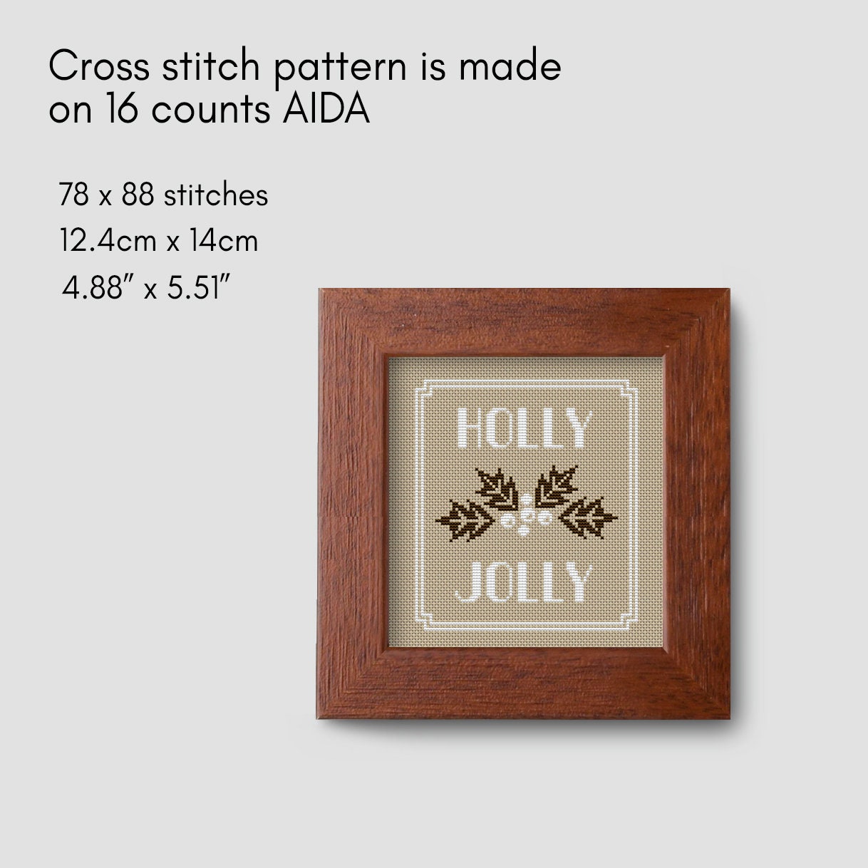 Primitive Cross Stitch Pattern HOLLY JOLLY Christmas - Etsy