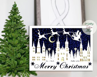 Brother ScanNCut Cricut Silhouette Cards SVG DXF Merry Christmas 3 Cards SVG Envelopes svg Silhouette cut file for cutting machines