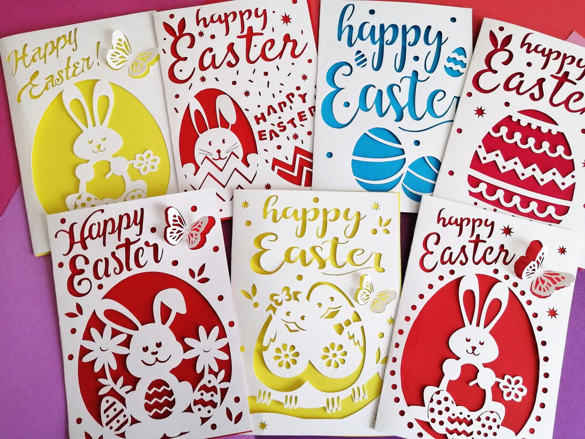 Happy Easter Card SVG 2 Envelopes SVG Silhouette Cut File | Etsy