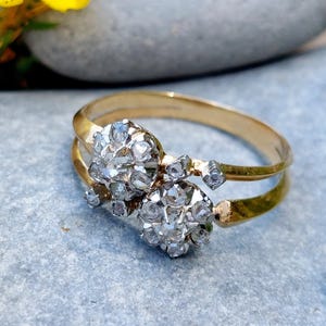 Napoleon III French Toi et Moi Engagement Ring with Rose Cut Diamonds