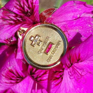 French Love medal by Augis in 18ct gold with diamond and rubies