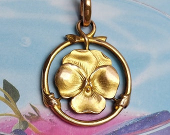 Vintage Enamel Pansy Pendant Brooch of 14k Gold - Etsy Sweden
