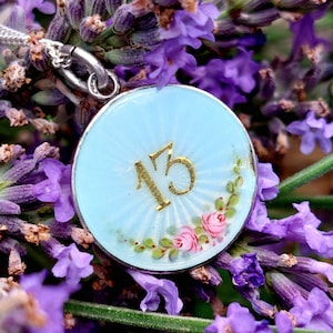 Art Deco Blue Guilloche Enamel 13 Lucky Charm