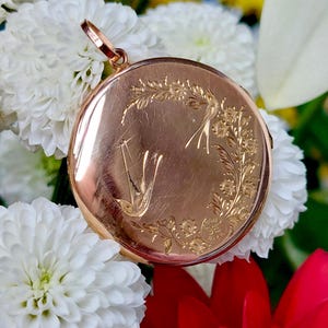 Antik Svalfåglar Roséguldmedaljong