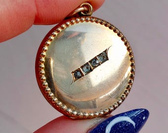 Edwardian Gold Filled Locket with Rhinestones, Monogram and year 1903