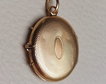 Art Deco 14k Gold Guilloche Locket - 7g