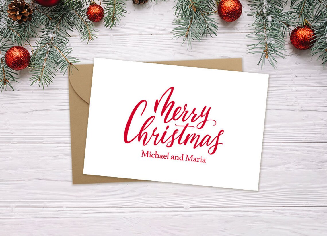 Merry Christmas With Names Real Foil Card Personalised Card | Etsy