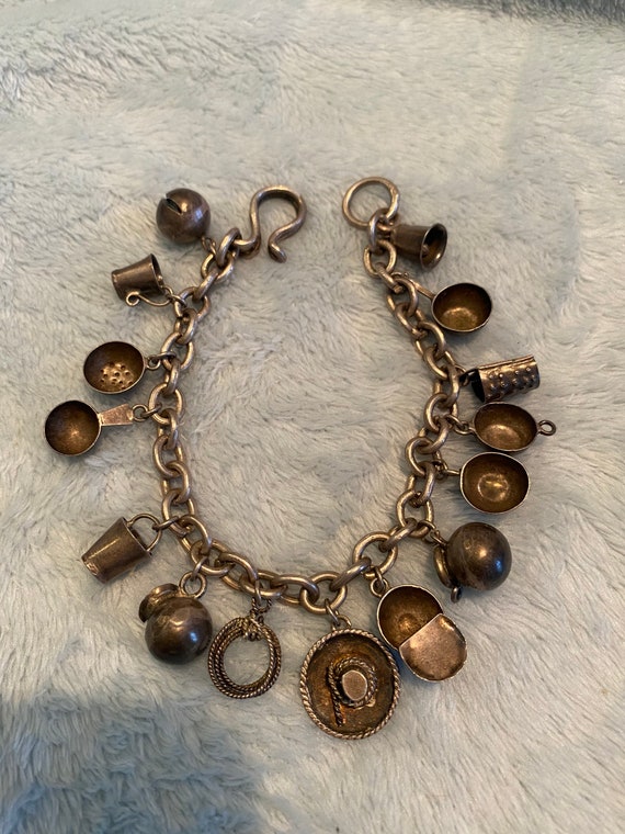 Old Mexico Folksy Sterling Charm Bracelet