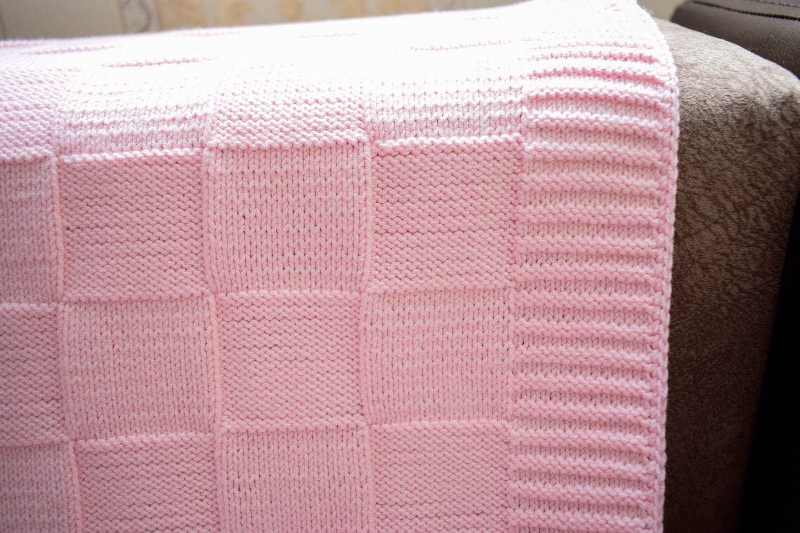 PDF Pattern knit baby pink blanket Etsy