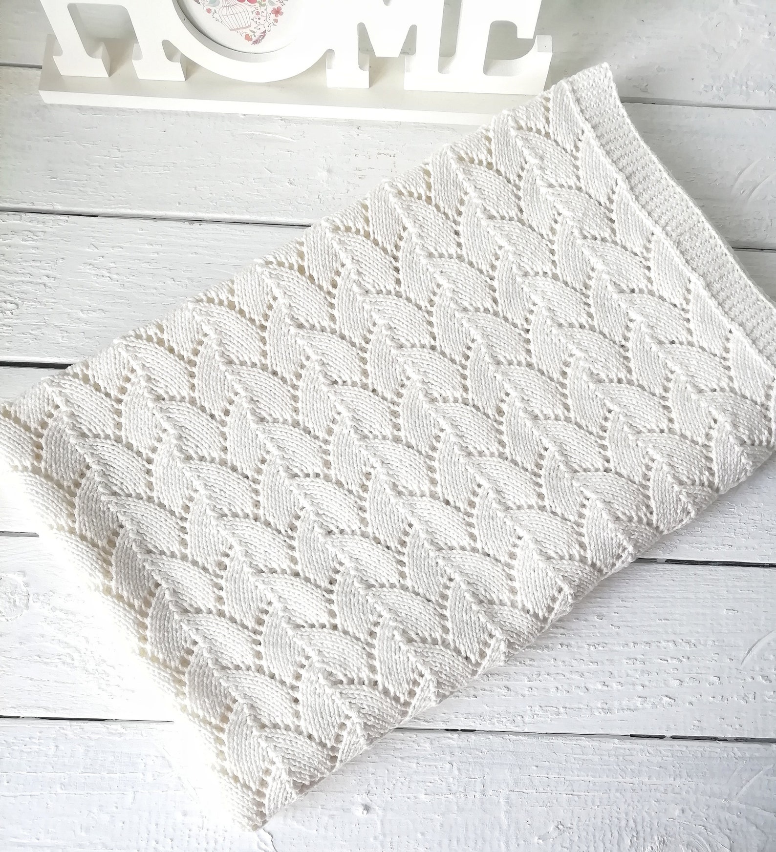 Custom hand knit baby white blanket Etsy