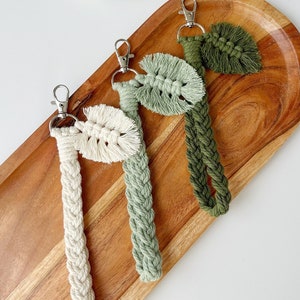 Bracelet en macramé Monstera, bracelet en macramé feuille, porte-clé en forme de feuille bohème, accessoires en macramé Monstera, cadeau fête des mères, cadeau pour amoureux des plantes