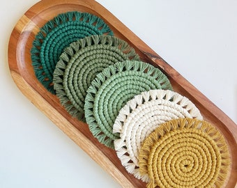 Cute Macrame Coasters, Summer Macrame Coaster, Table Coaster, Natural Boho Macrame Coaster, Handmade Coaster, Cute Office Coasters, Coasters