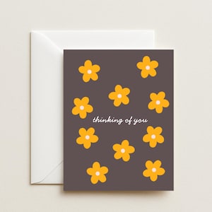 Thinking of You Karte - Moderne minimalistische Blumen Grußkarte - Unterstützende Karte für Freund, Sympathie oder einfach nur so - Anxious Anne Designs