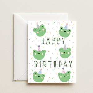 Tarjeta de cumpleaños de rana - Tarjeta de felicitación de rana divertida y adorable - Tarjeta de cumpleaños para niños, ella y él - Regalo para amantes de las ranas - Tarjeta de animales kawaii