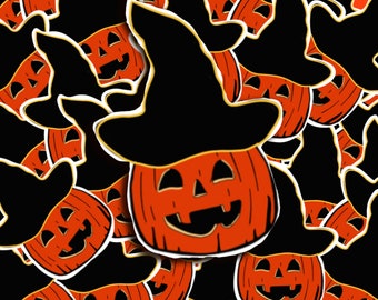 Vintage Halloween Jack-o'-Lantern Sticker: Waterproof Laptop Decal