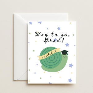 Tarjeta de graduación divertida / Tarjeta con juego de palabras "Snailed It" / Tarjeta de graduación con un caracol adorable / Regalo de graduación para él / Regalo de graduación para ella / Tarjeta de graduación de secundaria