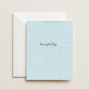 Bellissimo biglietto di auguri per neonato - Biglietto di congratulazioni per neonato blu celeste / Messaggio interno incluso / Auguri per baby shower o nuovo arrivo