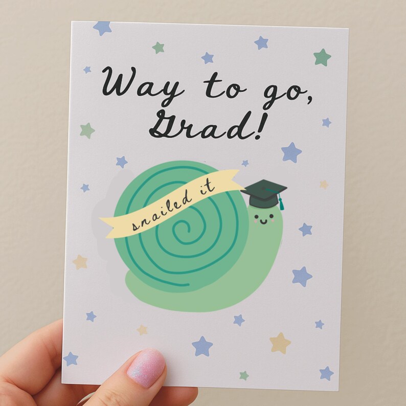 Funny Snail Graduation Card: Snailed It, Congrats Grad - Etsy