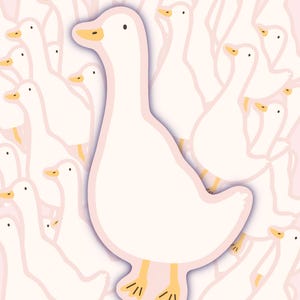 Silly Goose Sticker – Cute Pink Goose Waterproof Vinyl Sticker for Laptop, Water Bottle, Journal, Scrapbook | Funny Animal Sticker