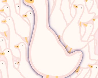 Silly Goose Sticker – Cute Pink Goose Waterproof Vinyl Sticker for Laptop, Water Bottle, Journal, Scrapbook | Funny Animal Sticker