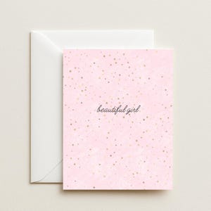 Mooi meisje babykaart – Roze sterrenhemel pasgeboren felicitatiekaart | Binnenbericht inbegrepen | Babyshower of nieuwe aankomstgroet
