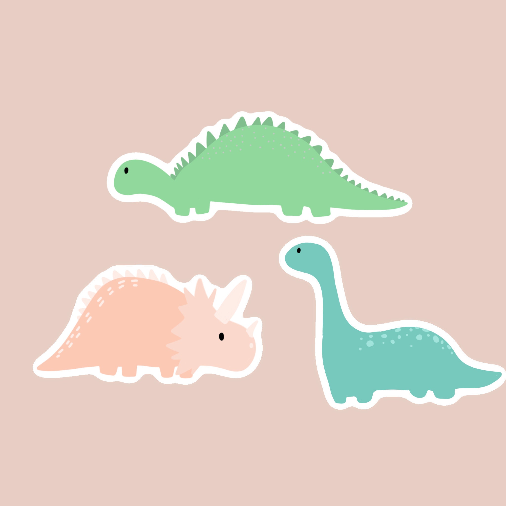 Dino Sticker Pack, Dinosaur stickers, Water bottle stickers, Colorful…