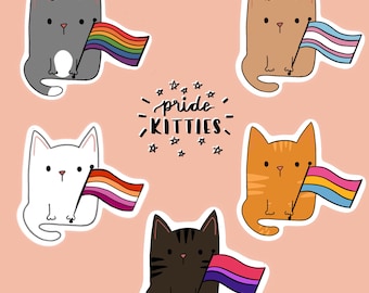 Pride Cat Stickers: LGBTQ+ Flags, Laptop Decals