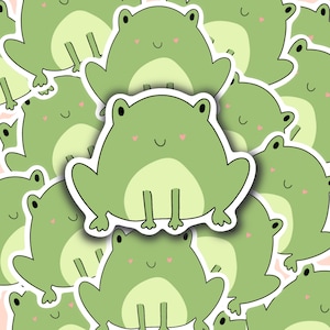 Mr. Frog Sticker - Cute Green Frog Vinyl Sticker - Kawaii Frog Aesthetic for Laptop, Water Bottle, Notebook - Frog Lover Gift