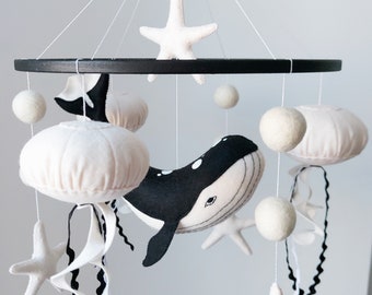 Montessori Crib Mobile, Ocean Theme Nursery, Nautical Nursery Decor, Congratulations Pregnancy Gift, Neutral Ocean Baby Mobile, Whale Mobile