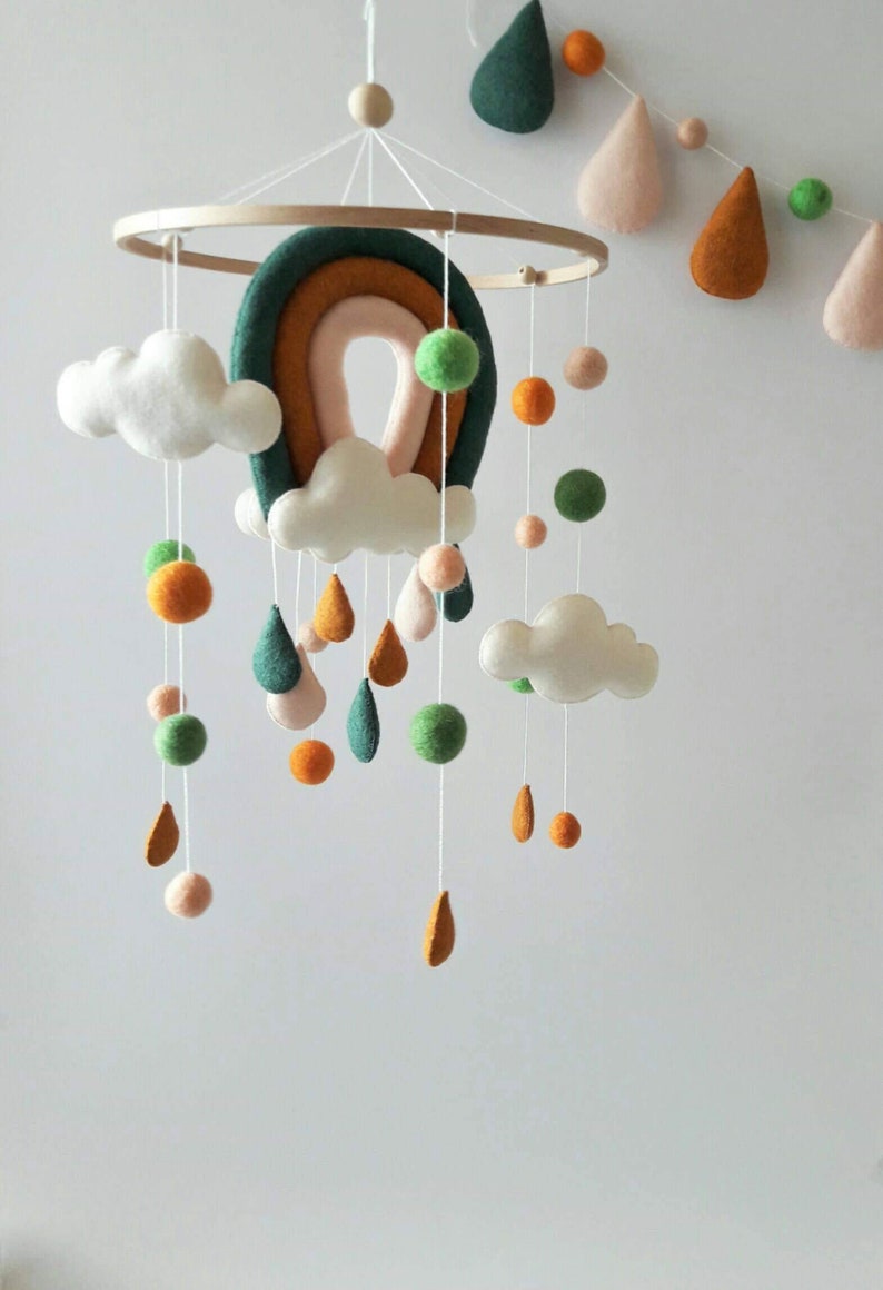 Baby Crib Mobile With Rainbow Rainbow Nursery Decor Rainbow Etsy