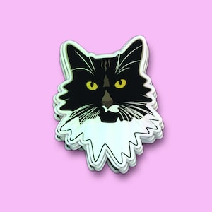 Holographic Cat Sticker // Tuxedo Cat Sticker