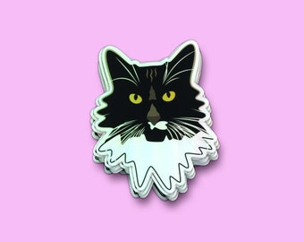 Holographic Tuxedo Cat Sticker: Die-Cut Vinyl