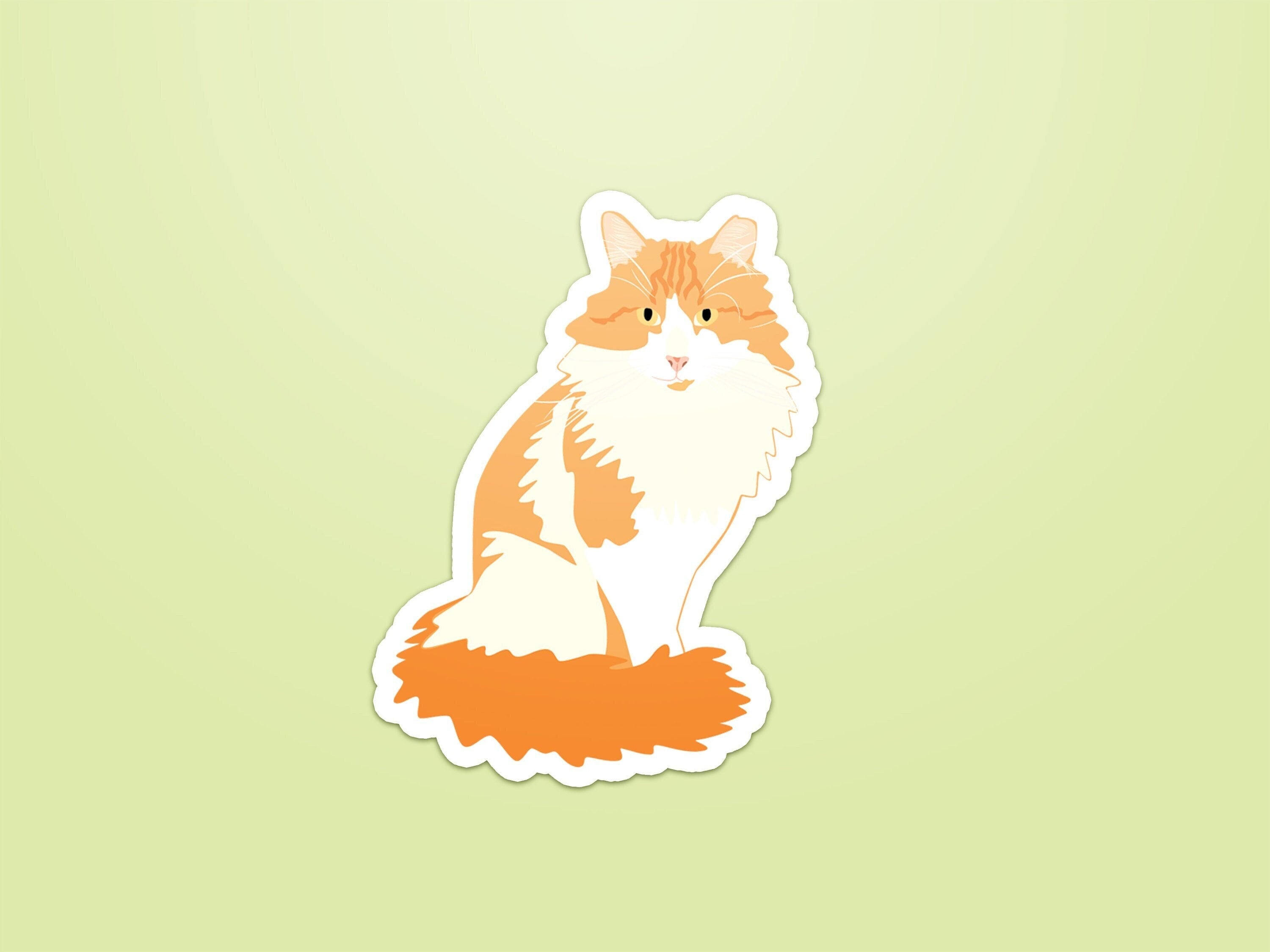 Orange and White Tabby // Fluffy Cat Sticker - Etsy