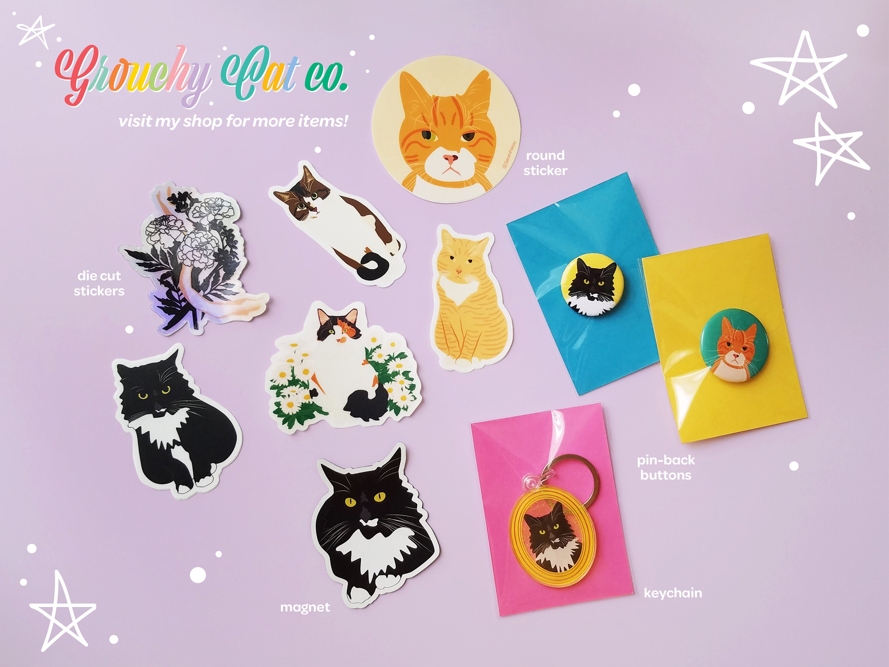 Orange and White Tabby // Fluffy Cat Sticker - Etsy