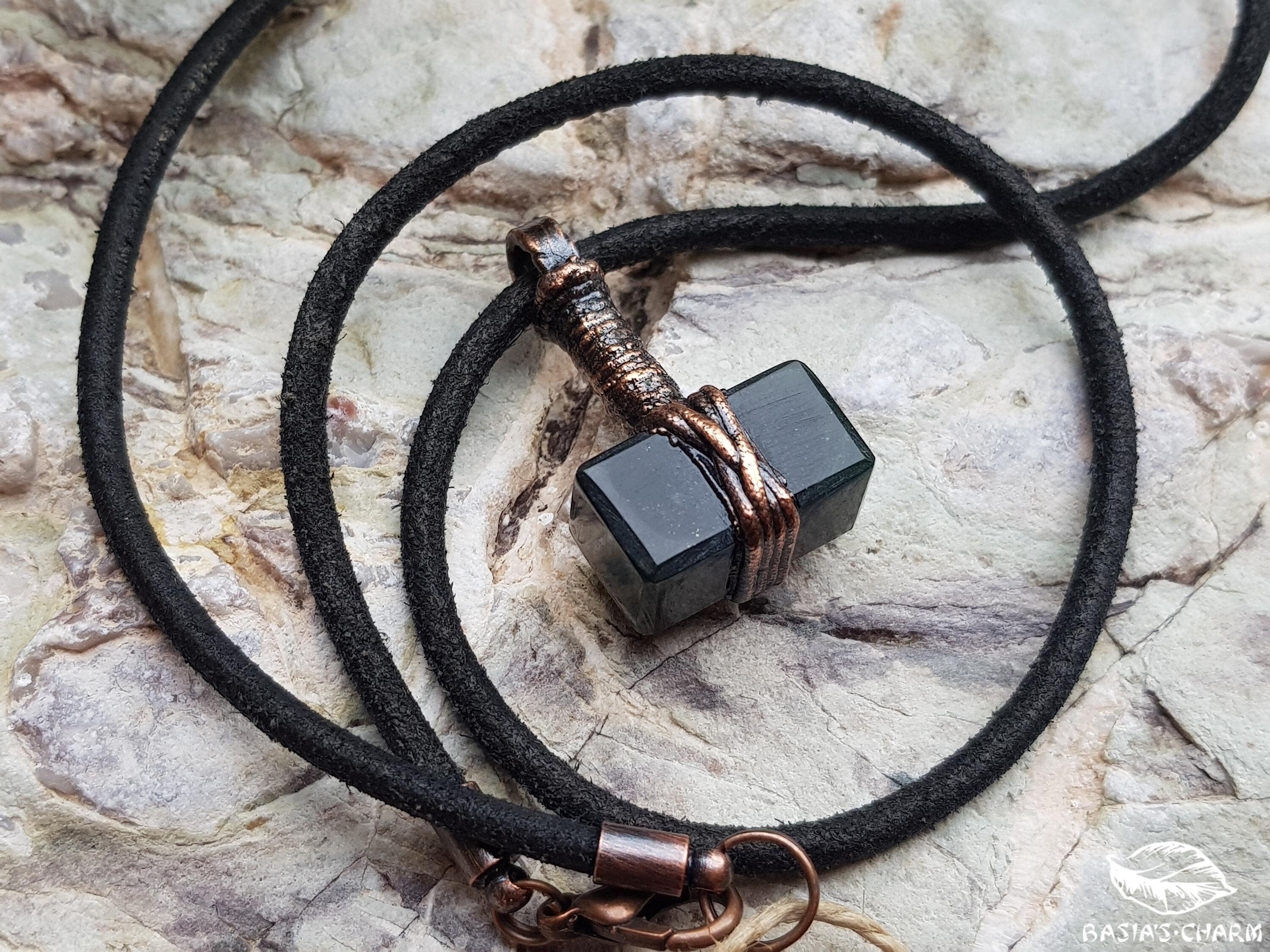 Thor's Blacksmith Hammer | Dark Green Nephrite Jade Pendant | Blacksmith Choker | Thor Mjolnir Pendant